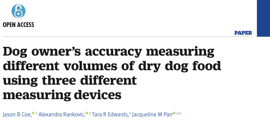 Dog owner's accuracy measuring different volumes of dry dog food